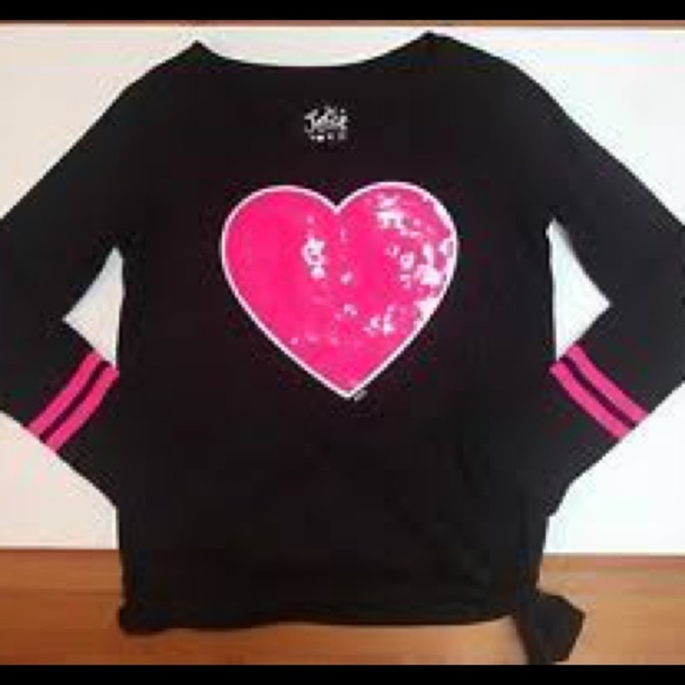 Justice “gymnast” long sleeved sequin shirt.
